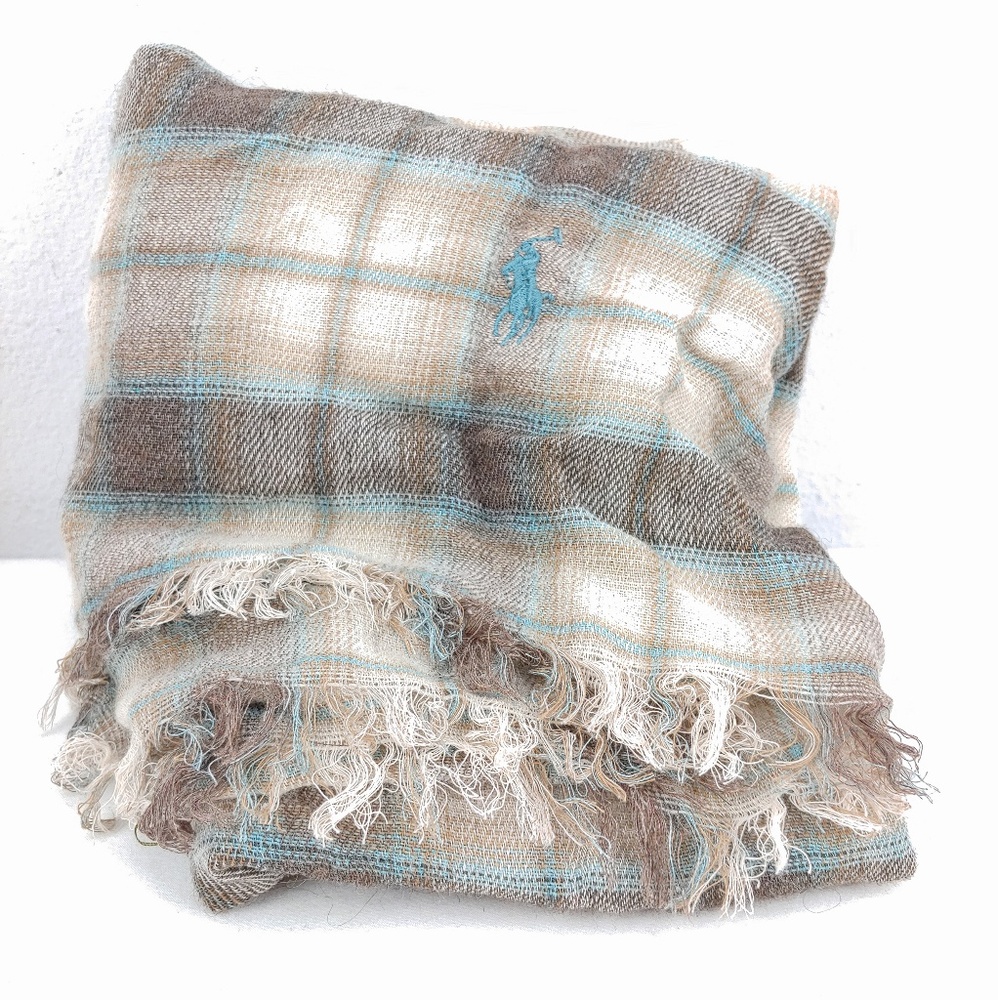 Polo Ralph Lauren Italy Plaid Scarf Viscose